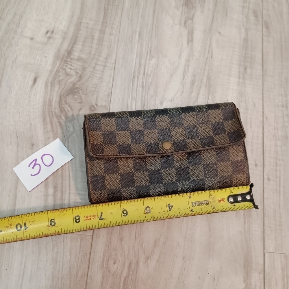 Authentic Louis Vuitton Damier Ebene Coated Canvas Leather Sarah Long Wallet - Picture 15 of 16